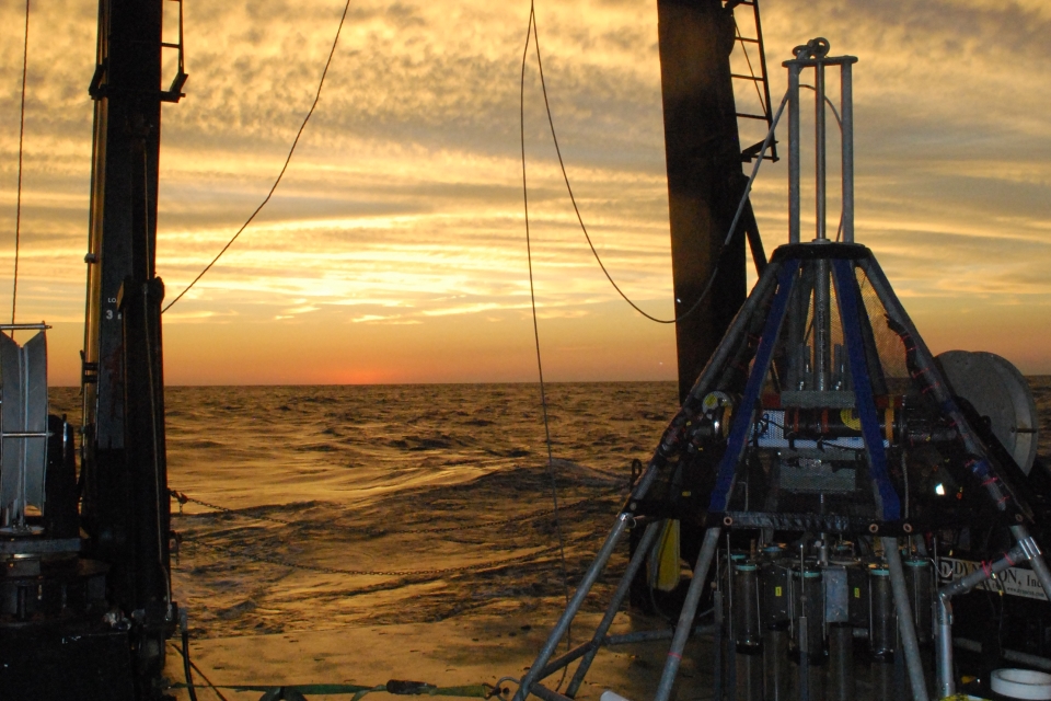 Image 11, the multicore on the fantail at sunset
