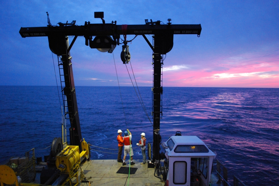 Image 12, deploying the parametric sonar at night